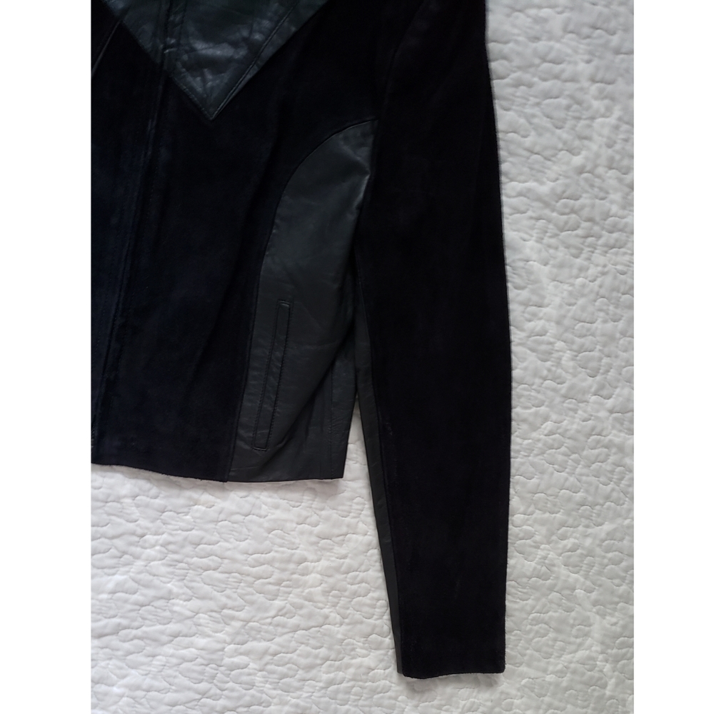 Wilson's  Black Leather/suede  1980's Moto Funk style waist jacket - Picture 12 of 15